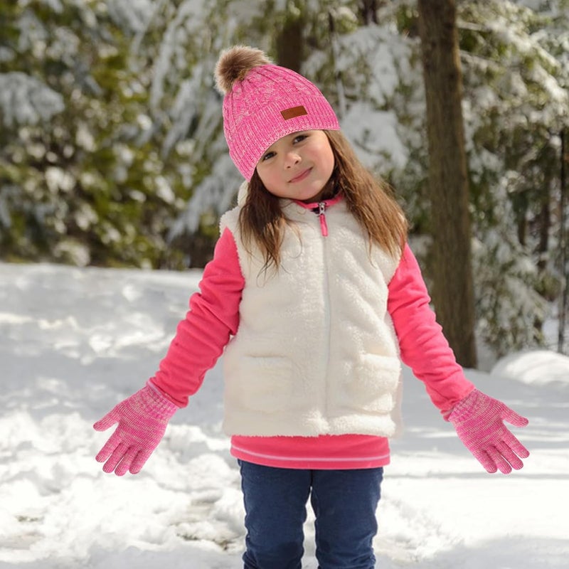 Machomby Kids Hat Scarf Gloves Set, Kids Winter Beanie Hat Scarf Gloves Set with Knit Thick Warm Fleece Lined for 1-6 Years Old - Image 2